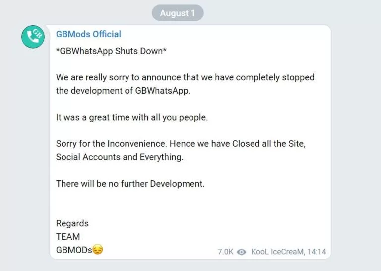 GbWhatsapp Shutdown