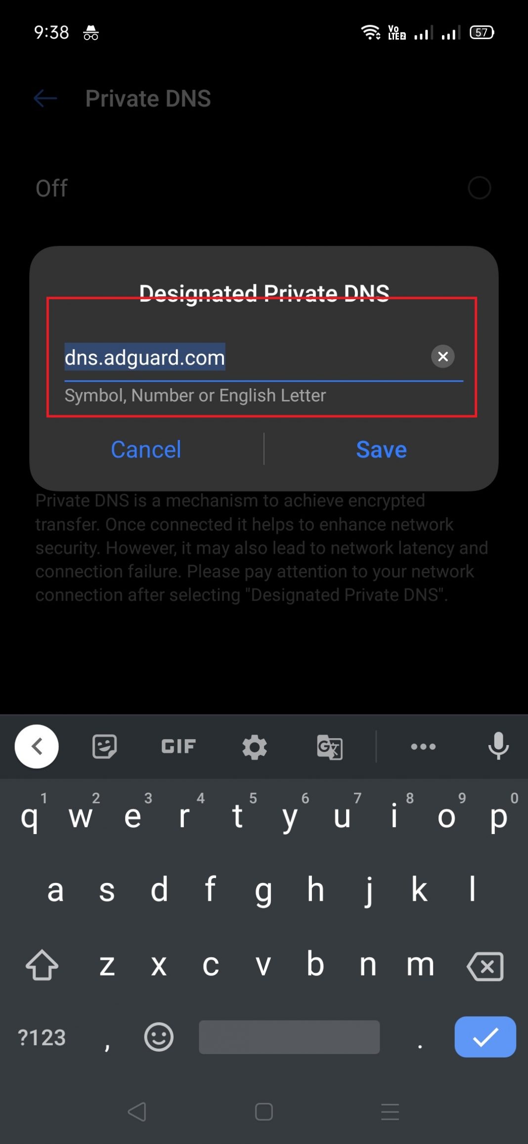 adguard dns settings for android